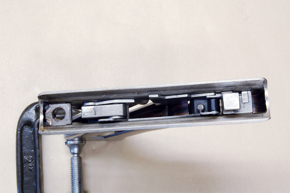 The Ruger frame is a stamping with parts hung on pins, perfect for spray can cleaning and lubing without disassembly.